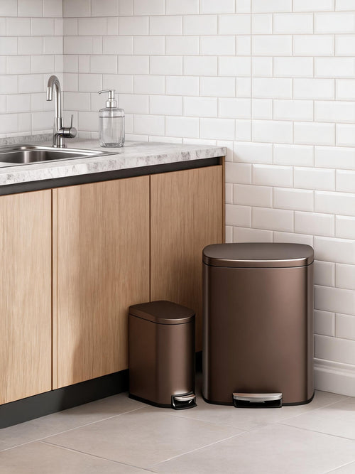 13.2 Gal & 2.6 Gal Stainless Steel Step-On Trash Can Combo Set D270