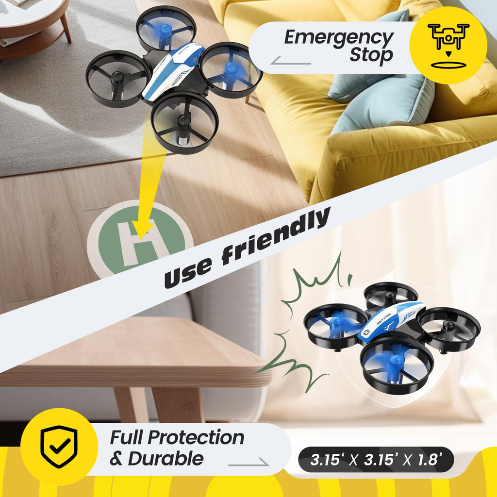 Mini Drone RC Nano Quadcopter with Auto Hovering 3D Flips and 3 Batteries Blue F567559