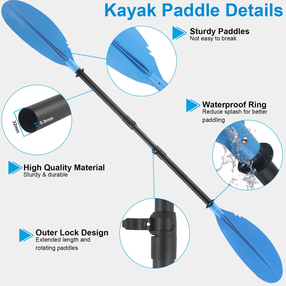Telescoping Adjustable Kayak Paddle 70" to 95" N696577