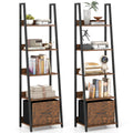 5-Tier Ladder Bookshelf Set of 2 Fabric Drawer Z24701