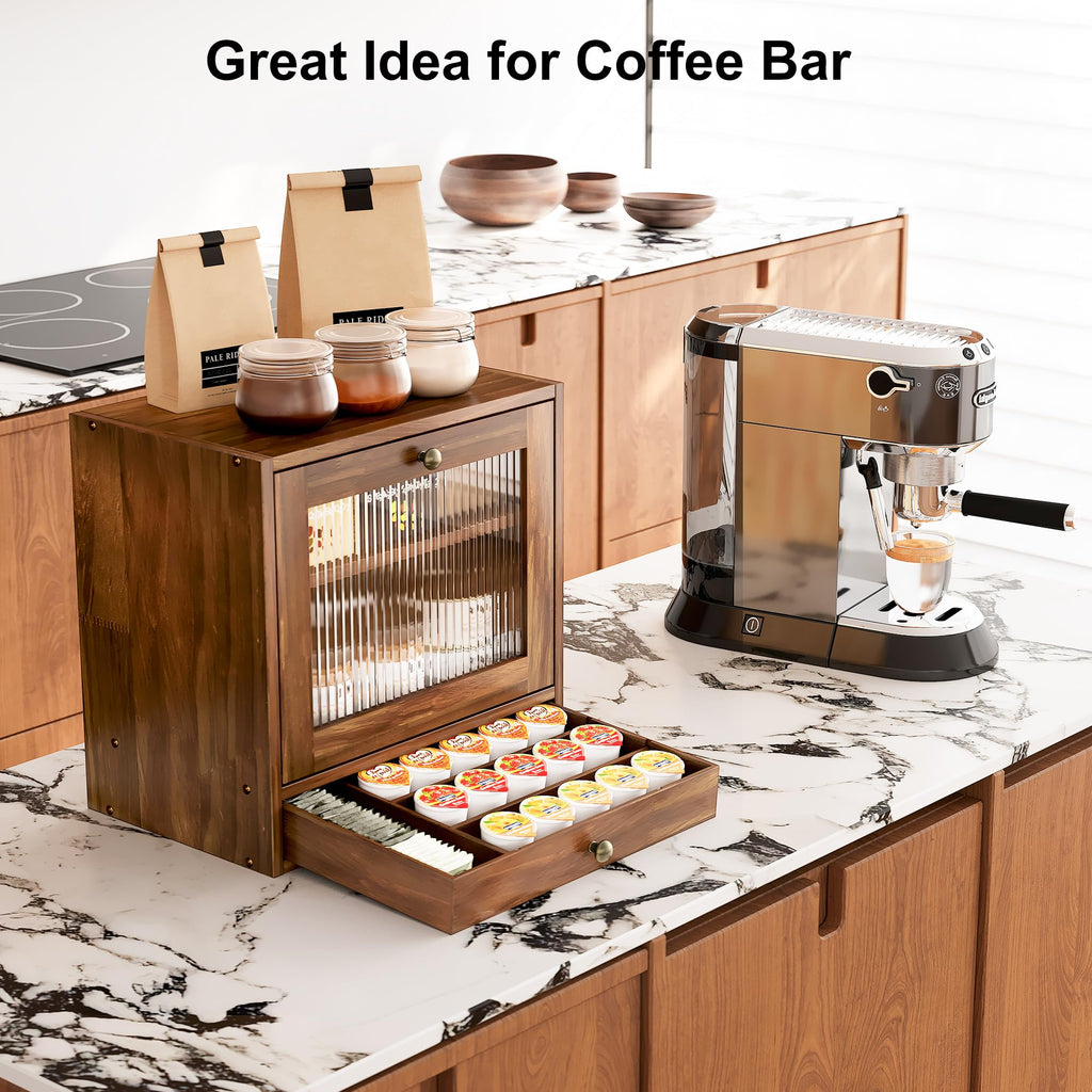 Wooden Bread Box with Drawer & Window P698736