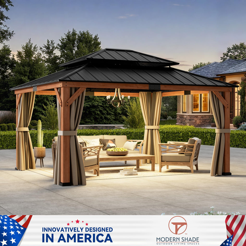 Wood Gazebo 13x15 with Galvanized Steel Roof B6724