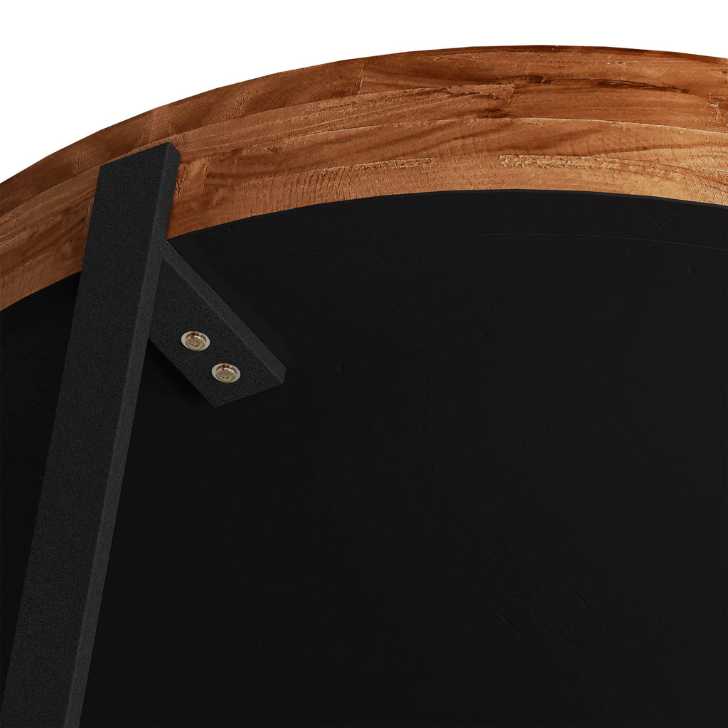 Round Coffee Table with Fir Wood Top and Black Cross Legs D196325