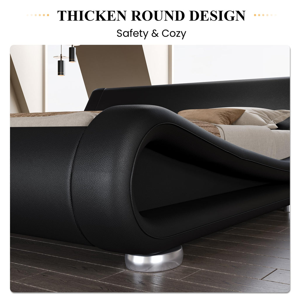 Queen Size Faux Leather Sleigh Bed Frame P9045
