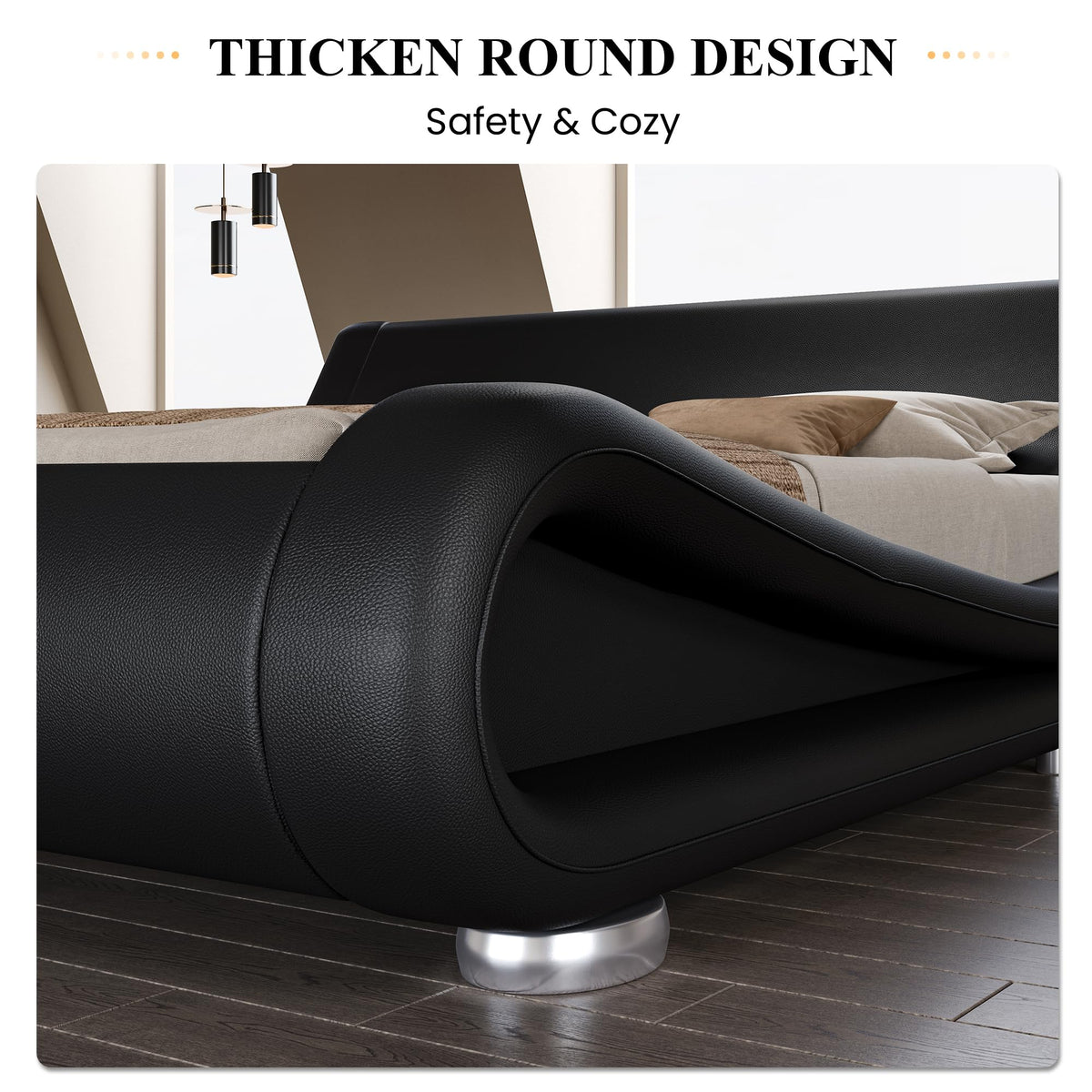 Queen Size Faux Leather Sleigh Bed Frame P9045