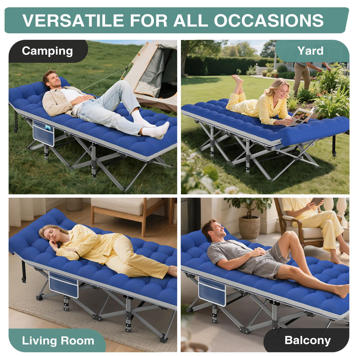Folding Camping Cot with Mattress and Carry Bag E3380
