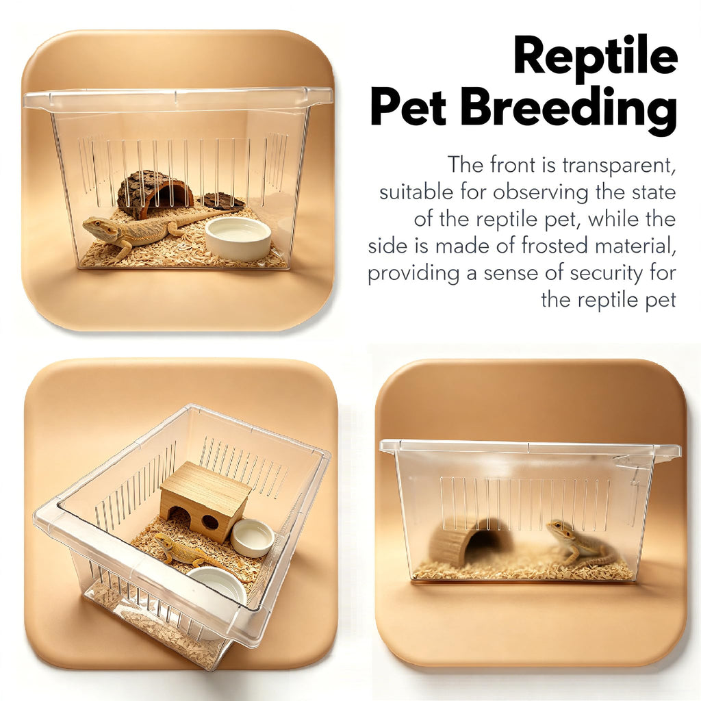 2-Tier Stackable Reptile Enclosure with Sliding Drawer Doors T102995