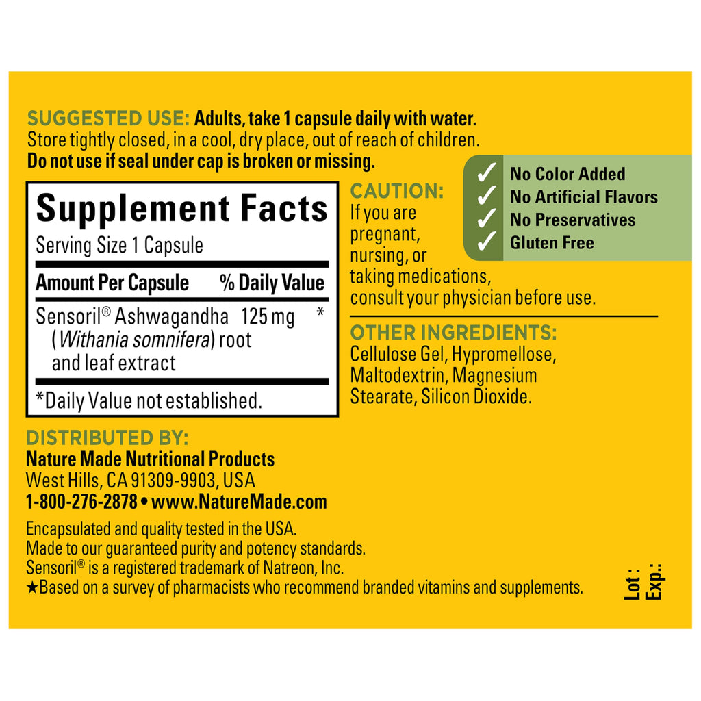 Ashwagandha Capsules 125mg 60 Capsules G4567