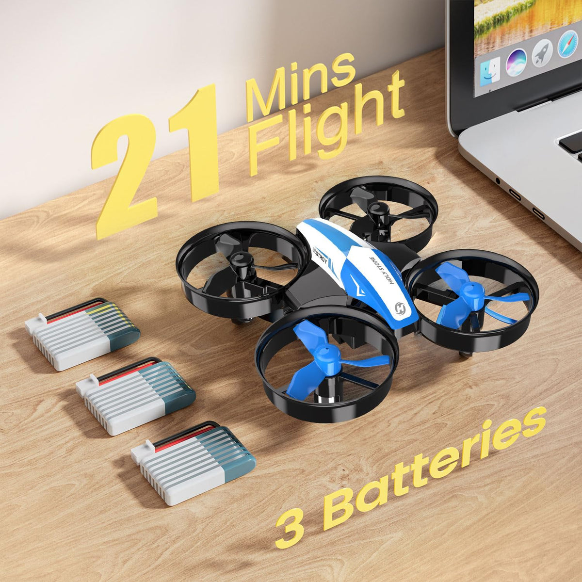 Mini Drone RC Nano Quadcopter with Auto Hovering 3D Flips and 3 Batteries Blue F567559