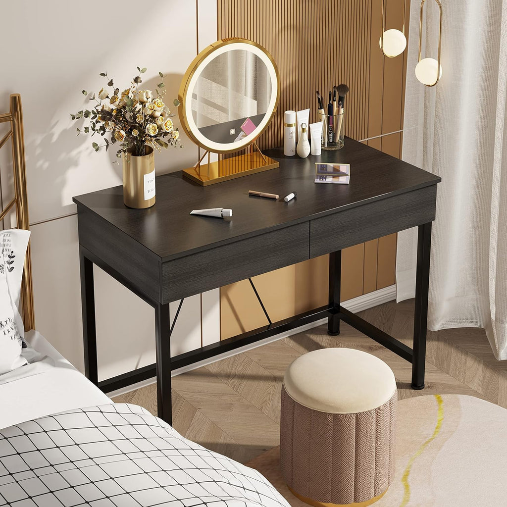 Black Wooden Computer Desk with Drawers L5570