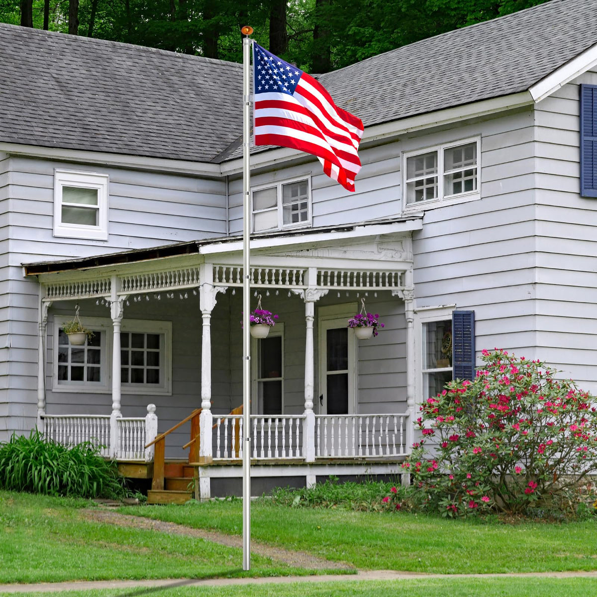 20FT Sectional Heavy Duty Aluminum Flag Pole Kit with 3x5 ft American Flag P341
