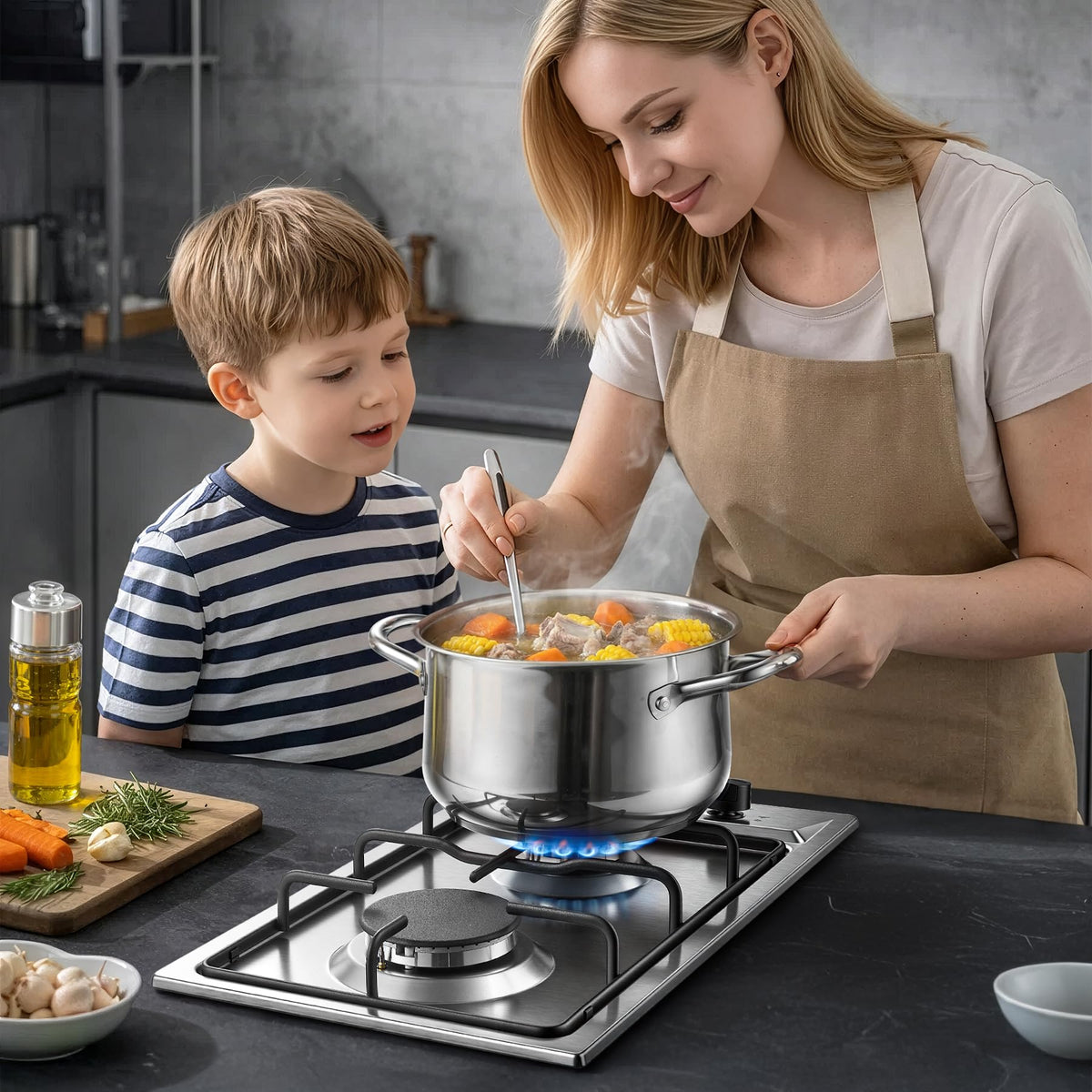 12 Inch 2 Burner Stainless Steel Gas Cooktop X807374