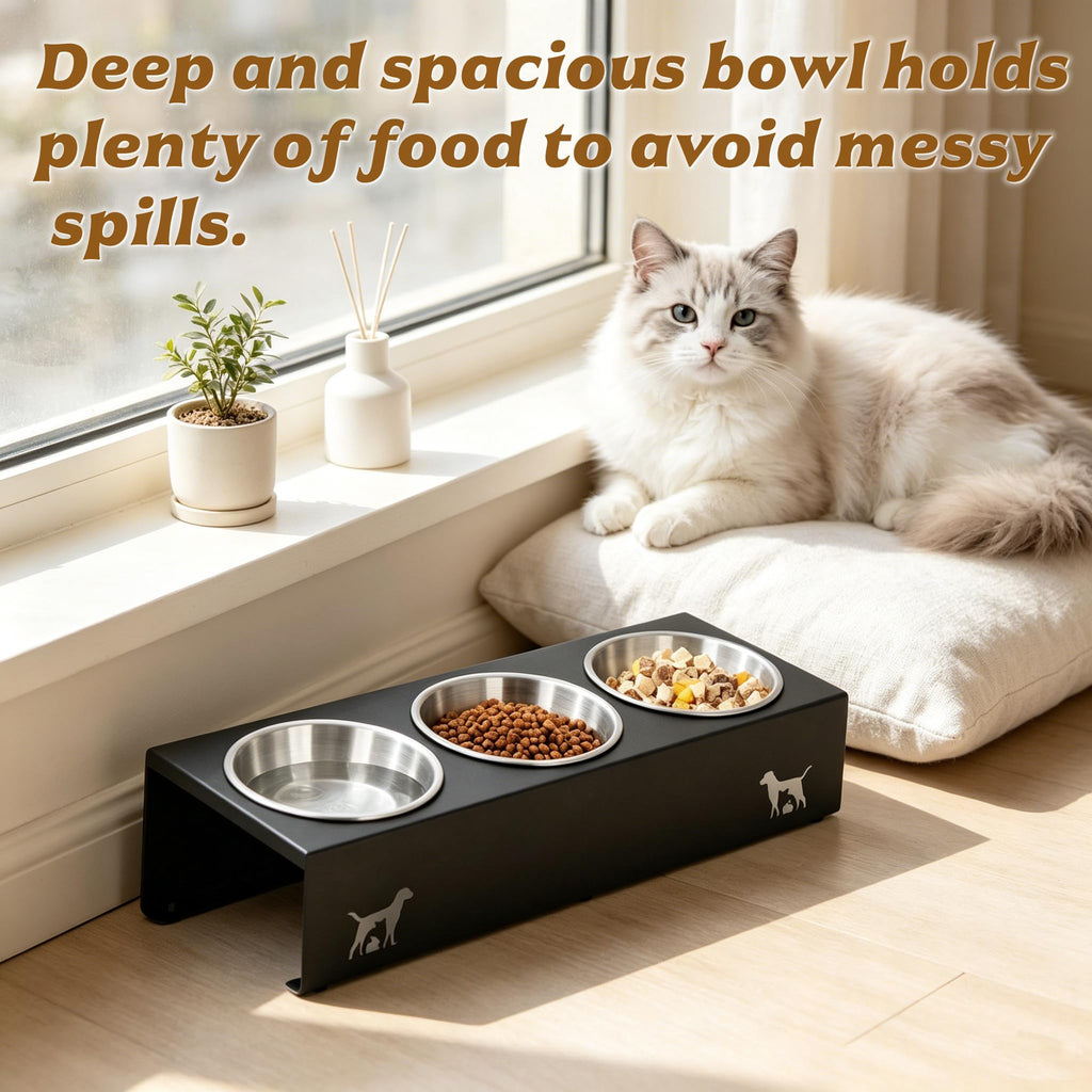 15° Tilted Stainless Steel Cat Bowls 3 Pack D727