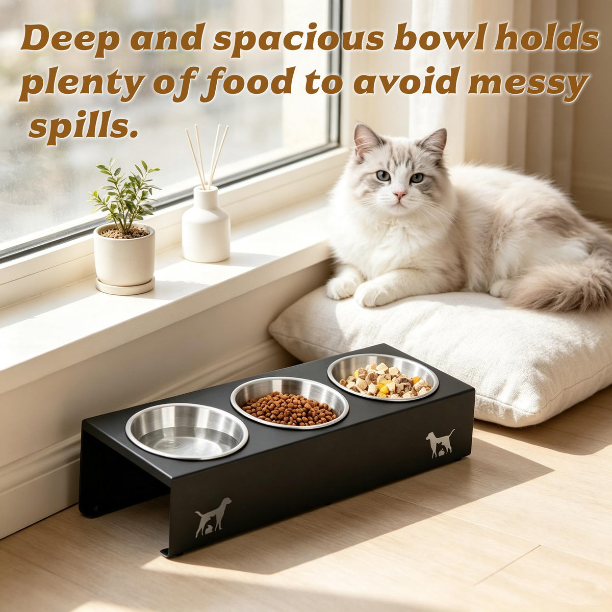 15° Tilted Stainless Steel Cat Bowls 3 Pack D727