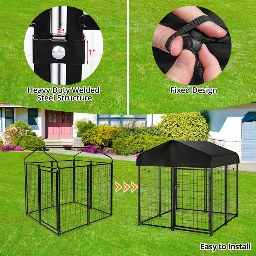 Welded Wire Dog Kennel with Roof S384