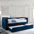 Navy Daybed with Trundle Button Tufted Upholstery B164