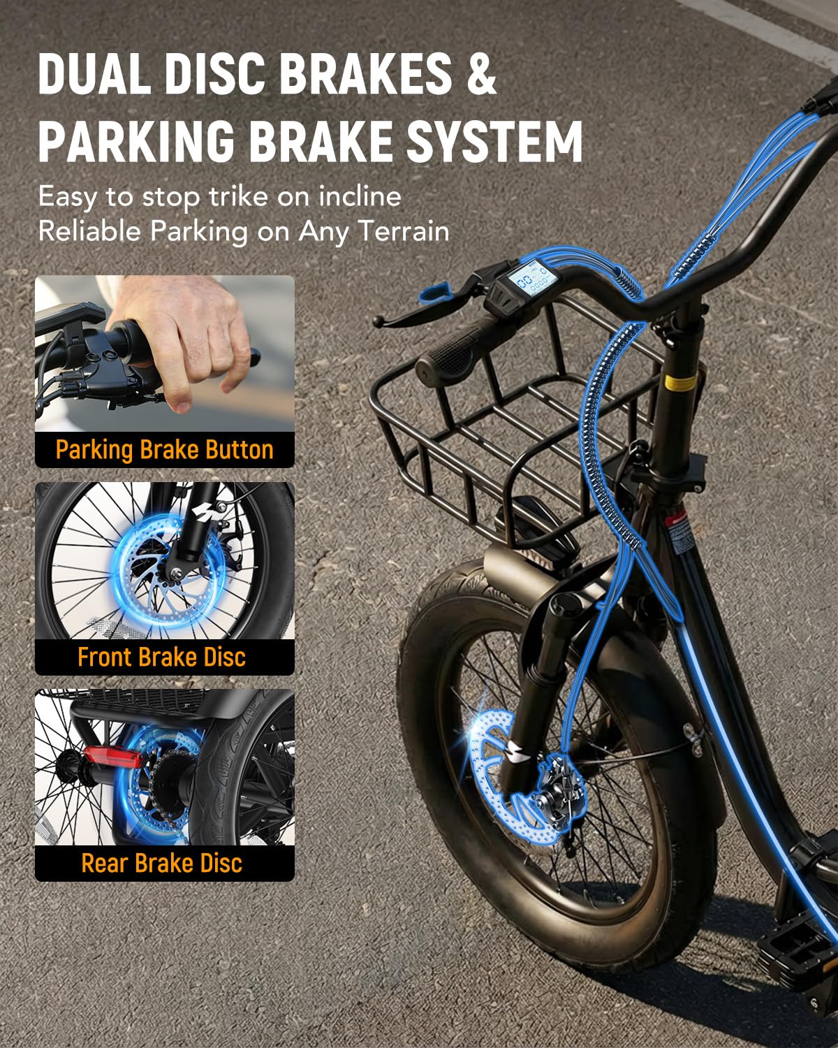 1200W Folding 3 Wheel Electric Trike Bike S343