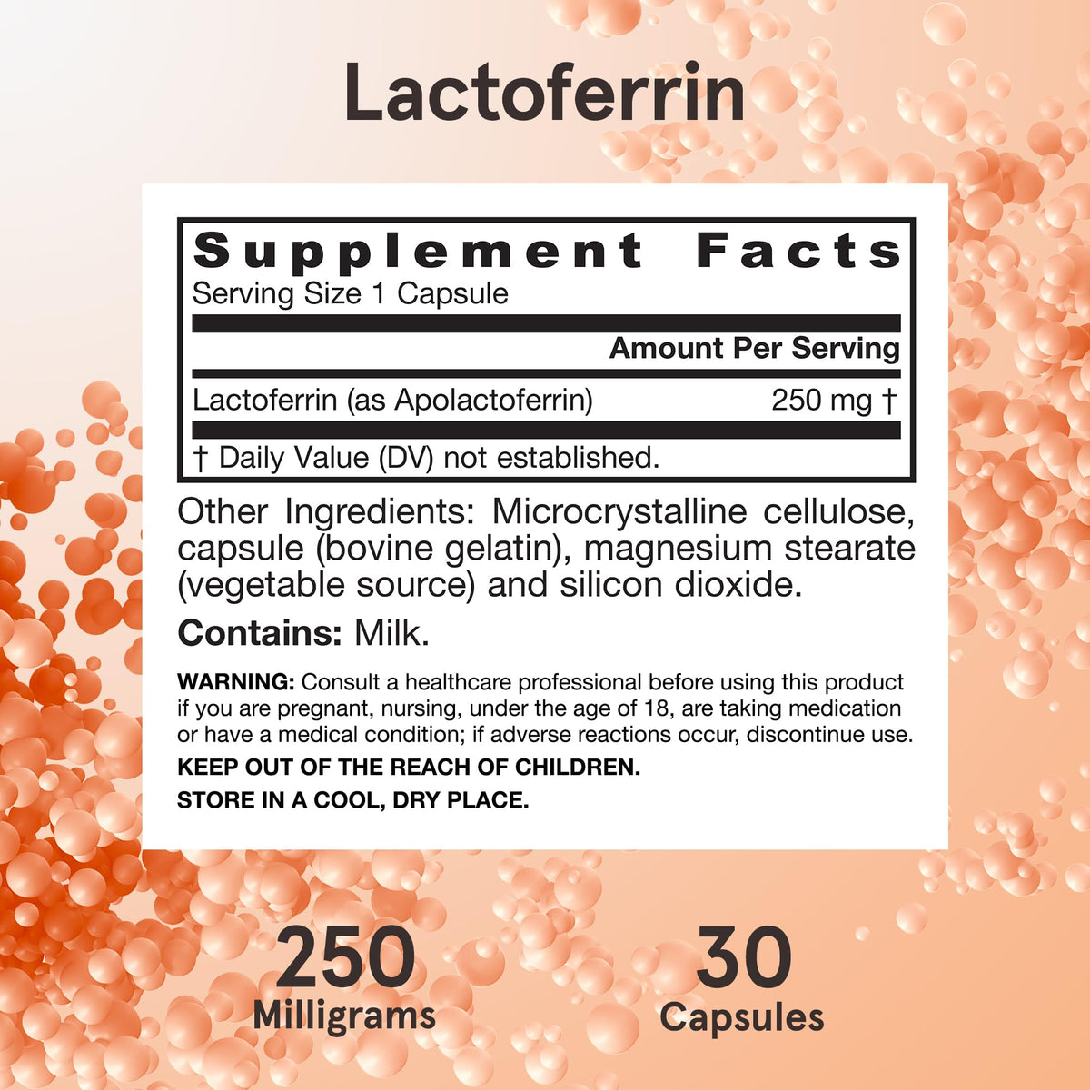 Lactoferrin Supplements 250 mg 30 Capsules N91473
