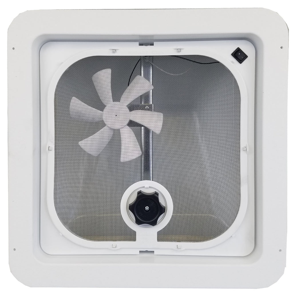 White RV Roof Vent with 12 Volt Fan T357