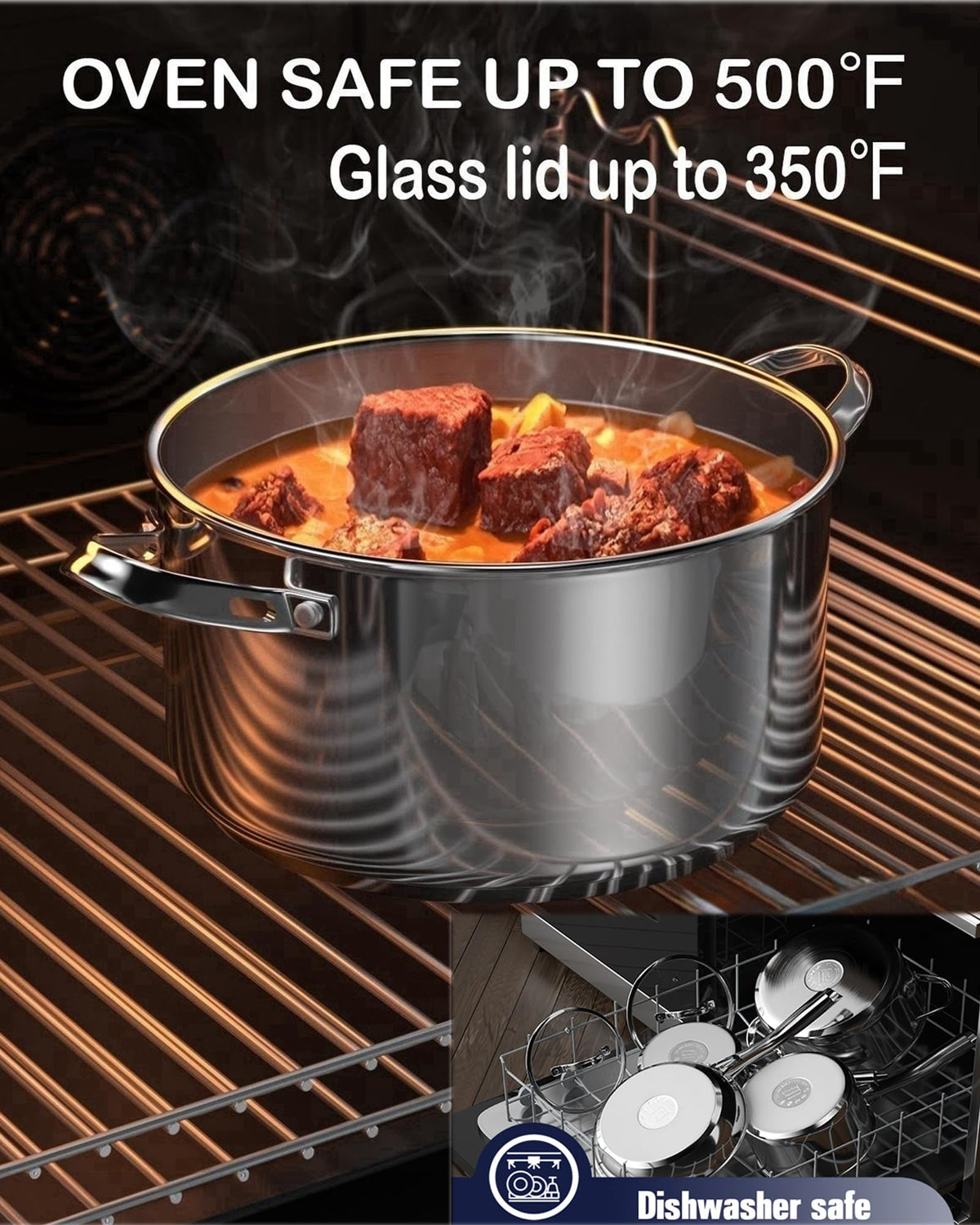 7 Quart Stainless Steel Stock Pot with Lid T5667