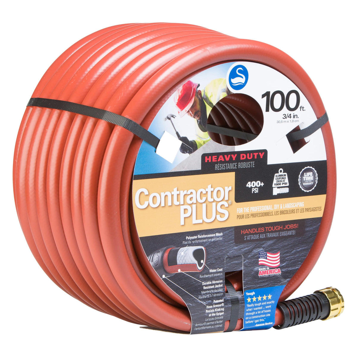 Heavy Duty Watering Hose, 100' Length, 3/4" Diameter, 400+ PSI, Red O270