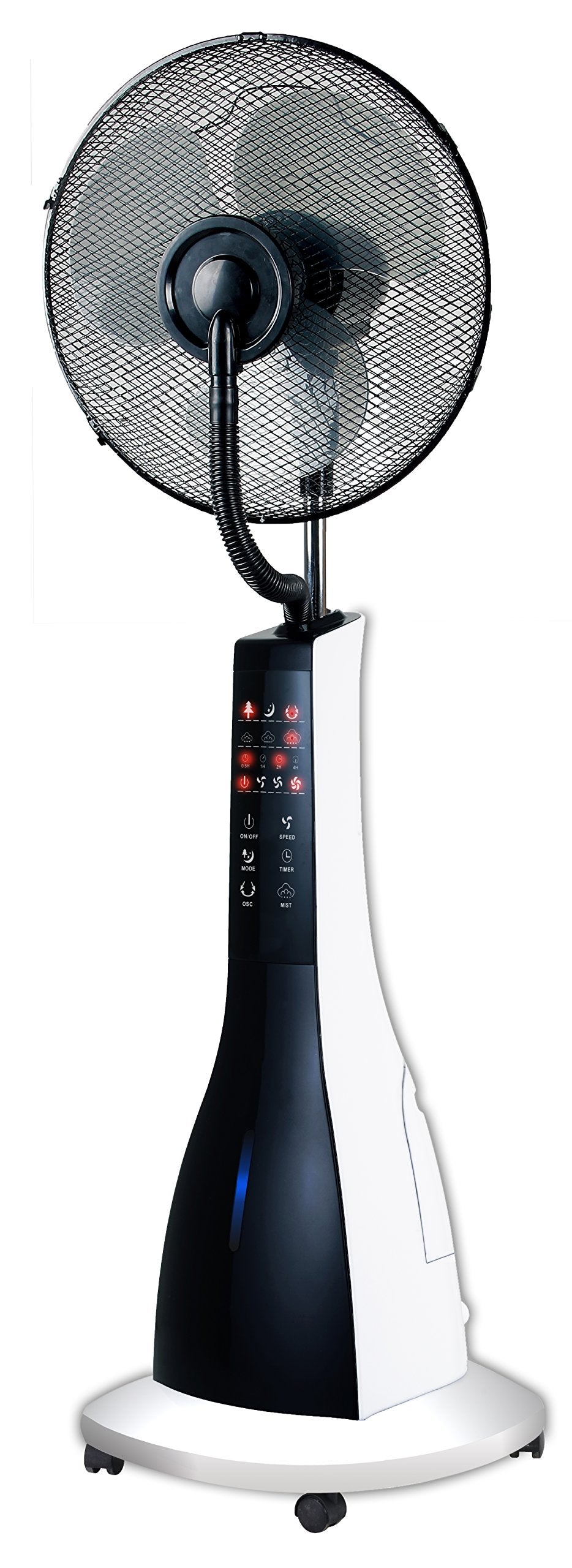 47" Misting Oscillating Pedestal Fan with Water Tank, Remote, Timer, 3 Speeds, Black White Z63905