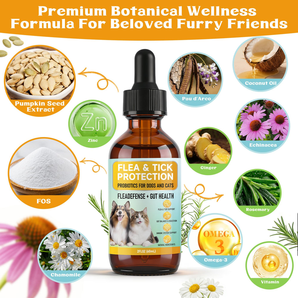 4-in-1 Natural Herbal Supplement Drops for Dogs & Cats W356