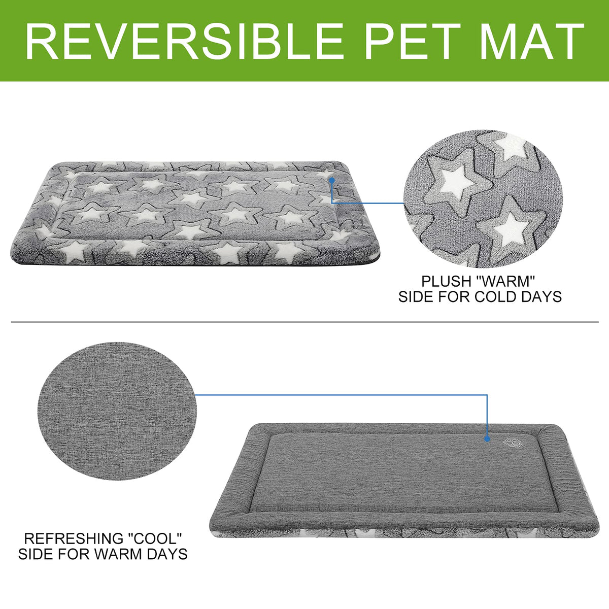 30"x20" Star Pattern Grey Dog Crate Pad S177