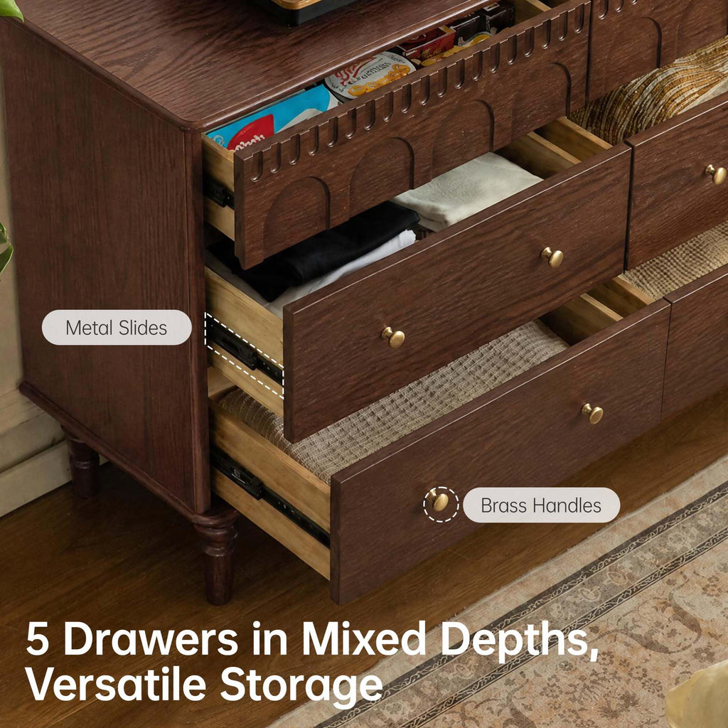 100% Solid Wood 5 Drawers Nightstand W75381