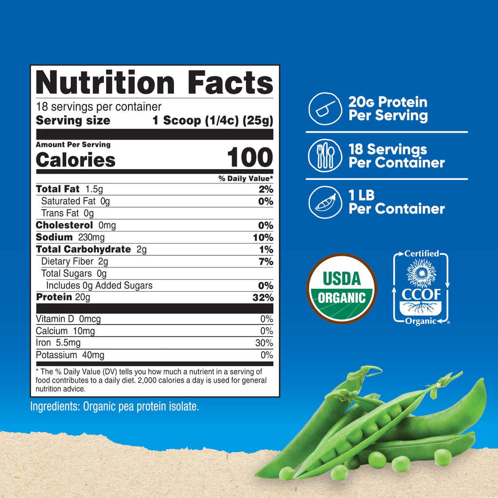 Organic Pea Protein Powder 1 LB Unflavored P4634