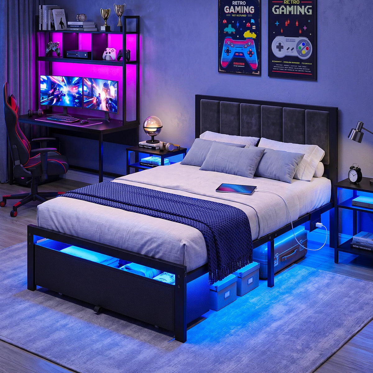 Twin Size Bed Frame with Drawer D69072