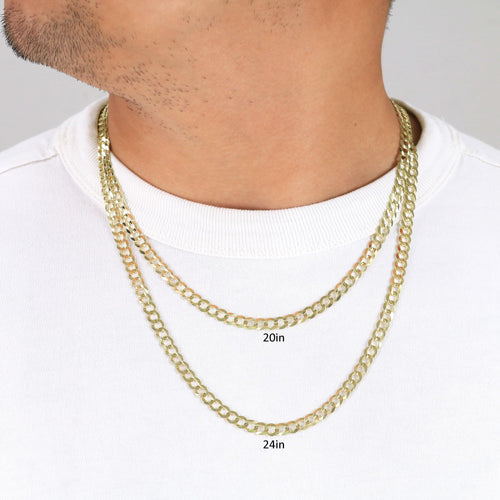 10k Yellow Gold Cuban Curb Link Chain Necklace O478