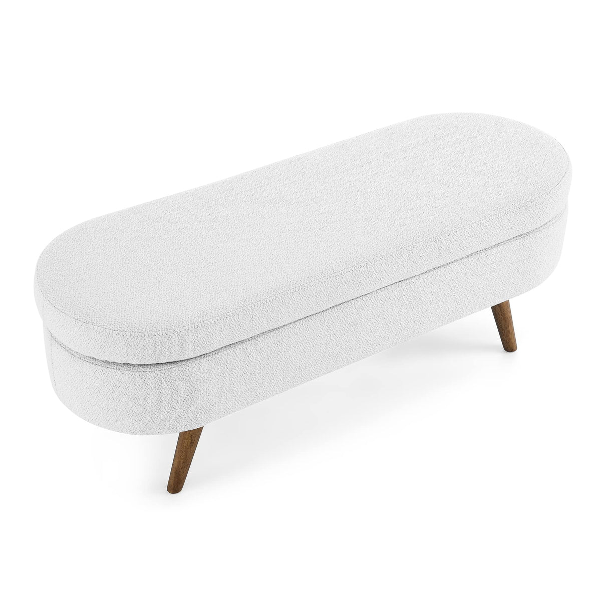 White Storage Bench with Rubber Wood Legs K919
