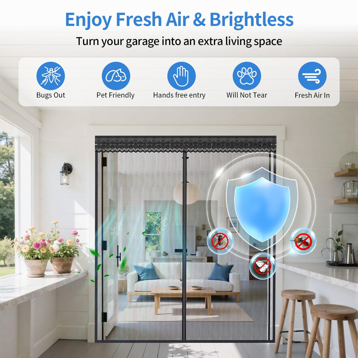 72x80 Inch Retractable Magnetic Screen Door P8821