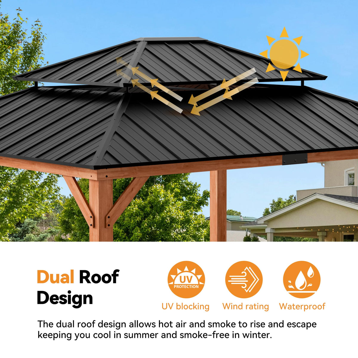 Wood Gazebo 13x15 with Galvanized Steel Roof B6724