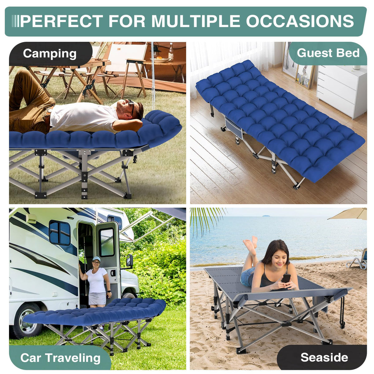 Folding Camping Cot with Mattress and Carry Bag E3380