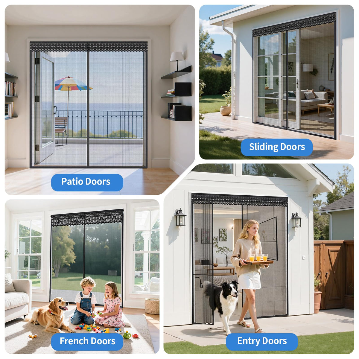 72x80 Inch Retractable Magnetic Screen Door P8821