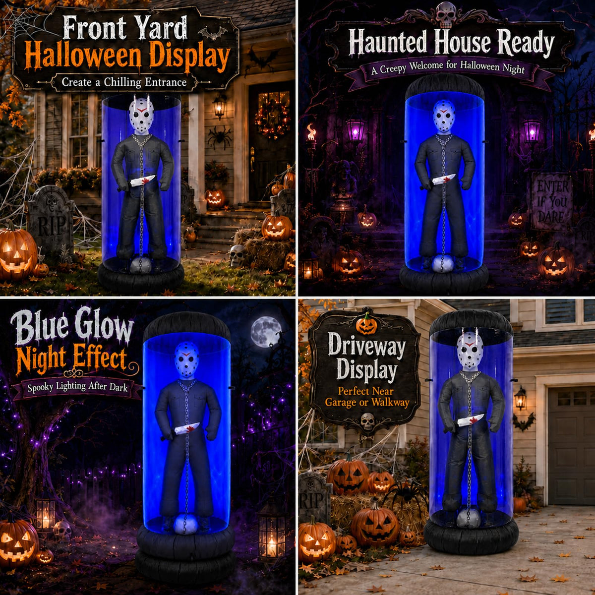 7.6FT Halloween Inflatable Outdoor Decoration with Blue LED Lights Z230