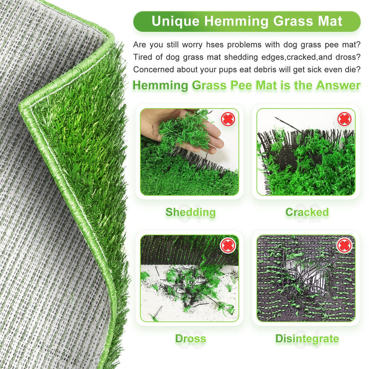 Dog Toilet Indoor Puppy Training Pad with Artificial Turf, 25"×20" R98674