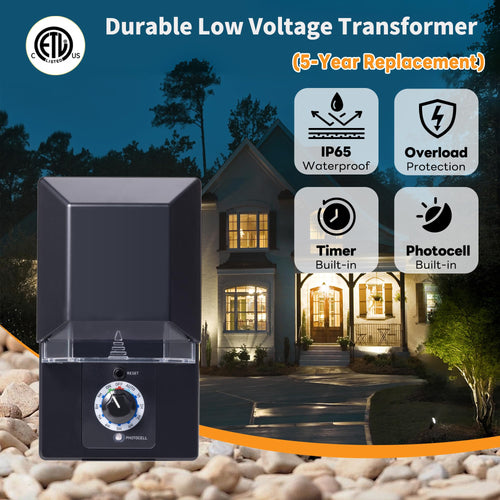 200W Low Voltage Landscape Transformer with Timer and Photocell V7834
