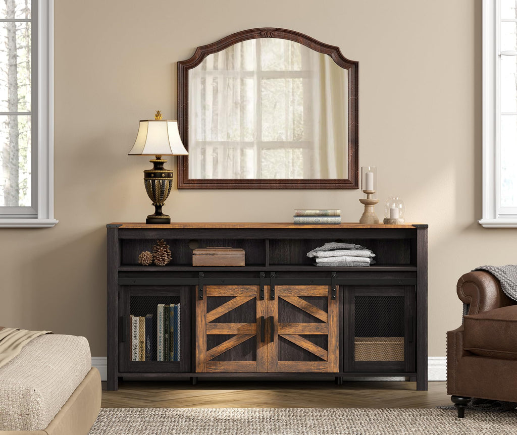 Dark Walnut Black Entertainment Center M91285