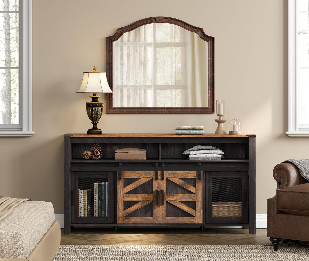 Dark Walnut Black Entertainment Center M91285