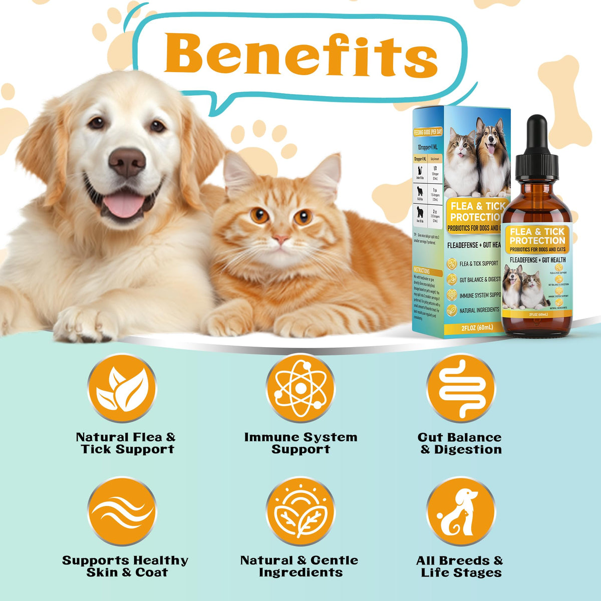 4-in-1 Natural Herbal Supplement Drops for Dogs & Cats W356