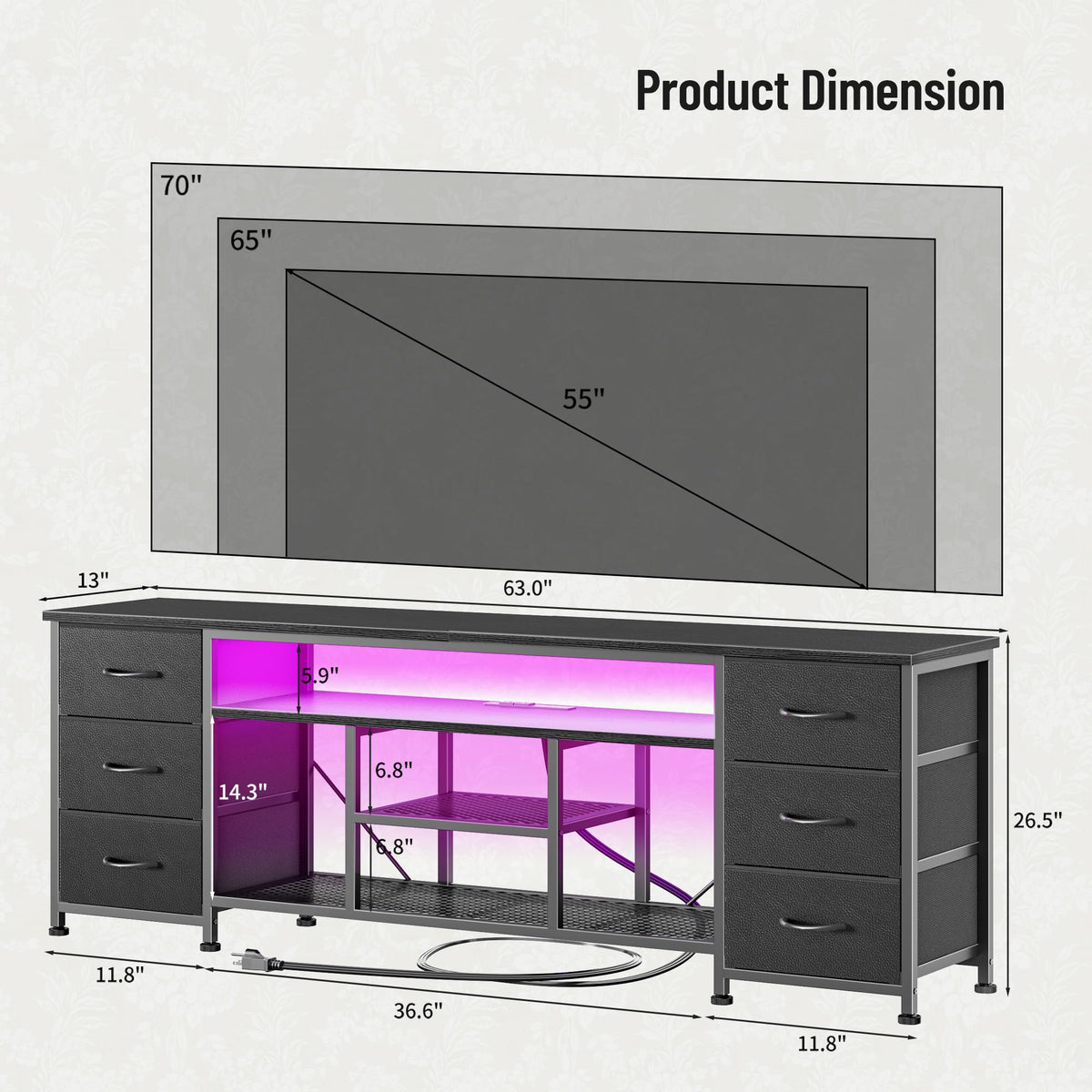 63 Inch LED TV Stand E428