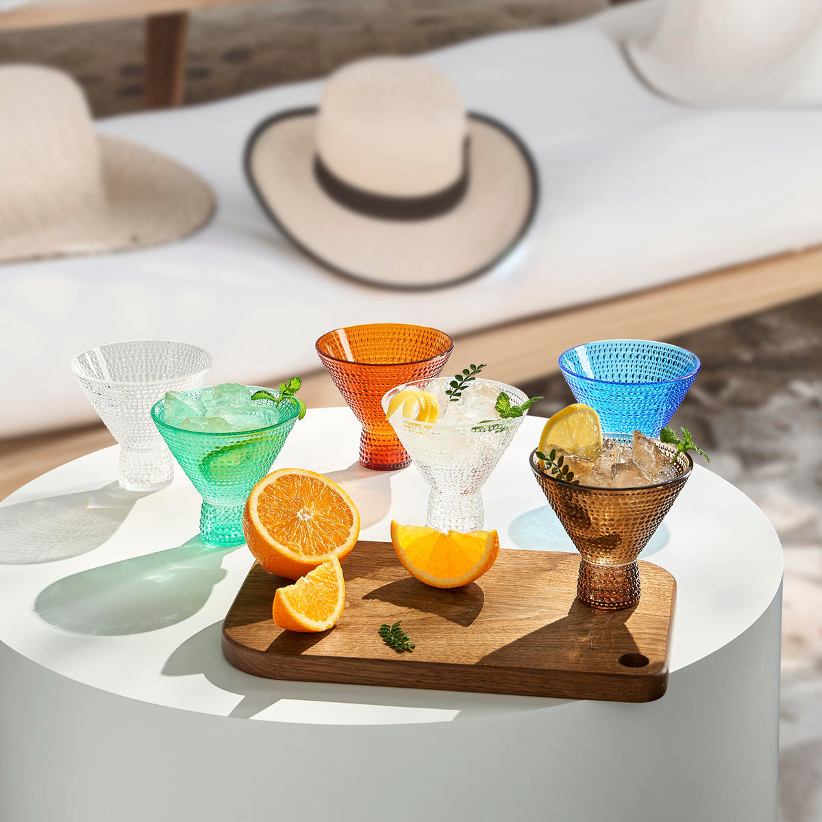 Plastic Martini & Cocktail Drinking Glasses Set of 6 14oz Shatterproof Acrylic F721167