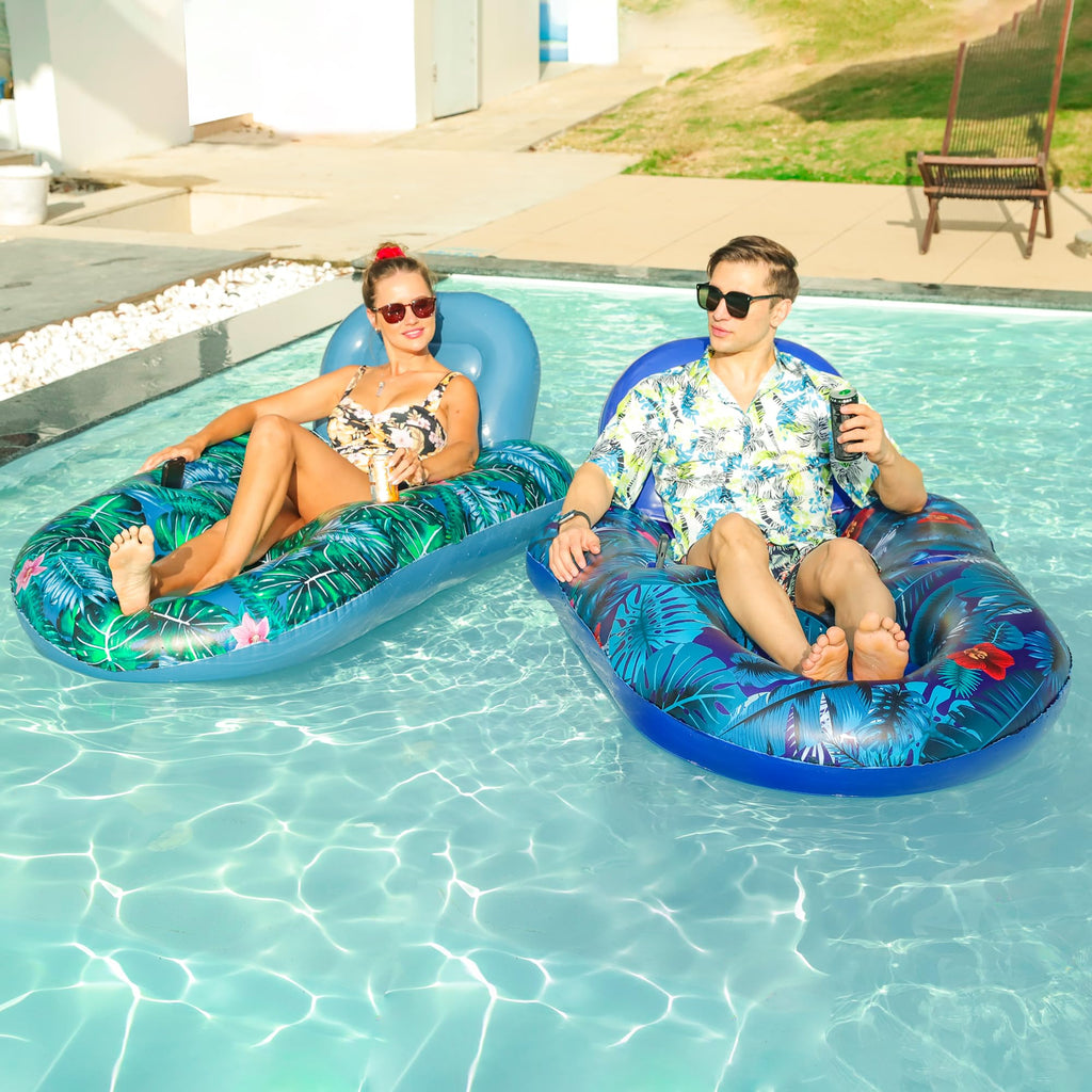 Inflatable Pool Float Chair with Cup Phone Holder G74556