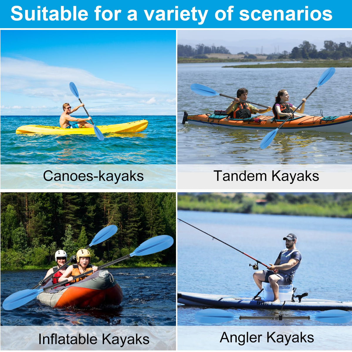 Telescoping Adjustable Kayak Paddle 70" to 95" N696577