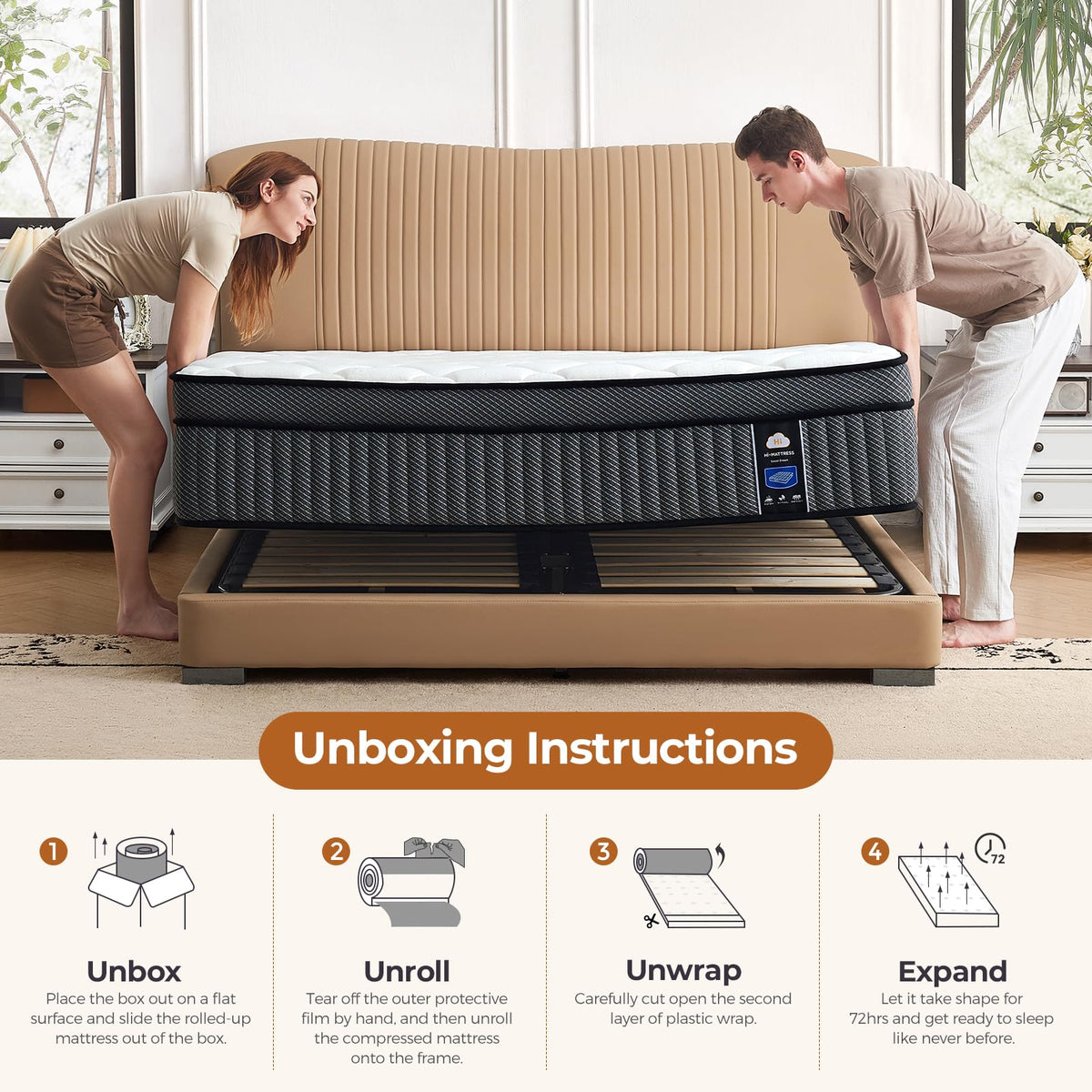 10 inch Full Size Hybrid Mattress in a Box F9364