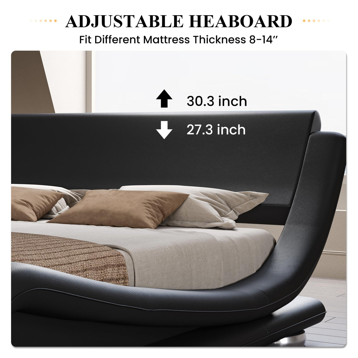 Queen Size Faux Leather Sleigh Bed Frame P9045