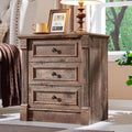 26" Tall 3 Drawer Light Brown Nightstand M5065